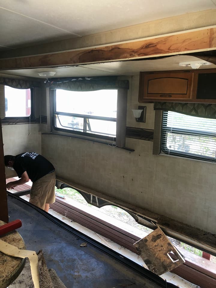 Floor torn out to the frame