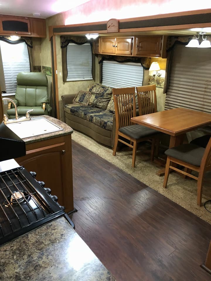 Finished RV interior with new flooring